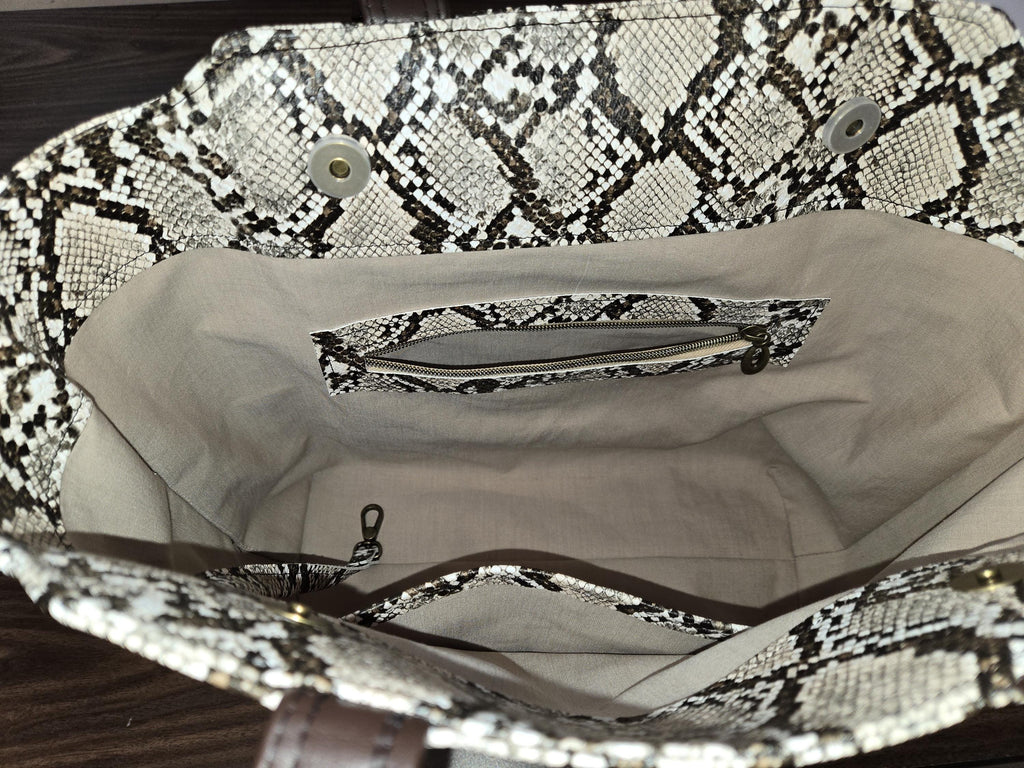 Faux Snake Leather Purse - Brown Fairhaven Tote Bag