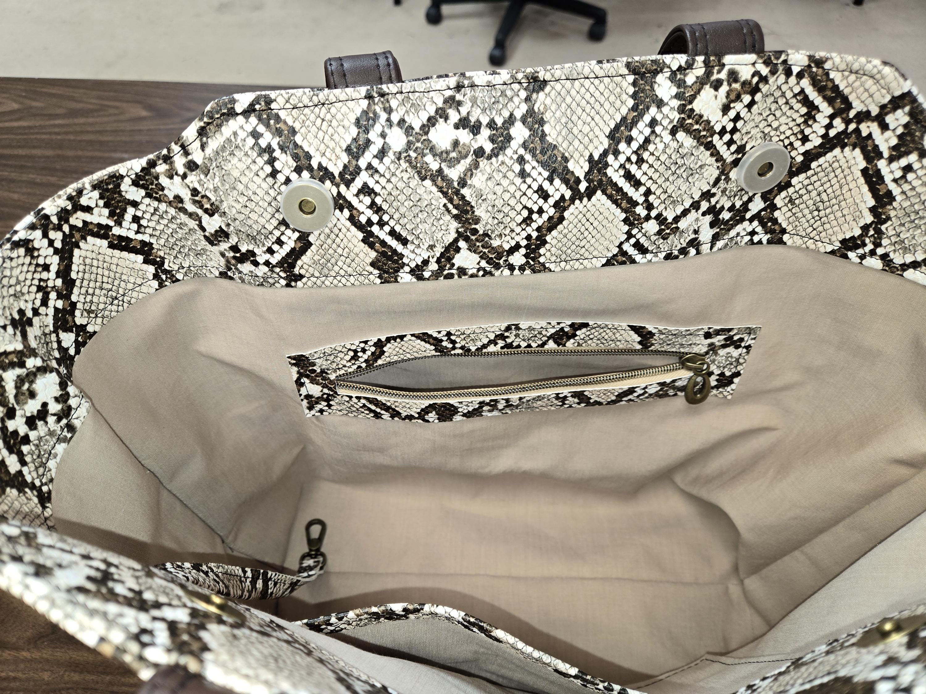 Faux Snake Leather Purse - Brown Fairhaven Tote Bag